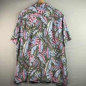 Tommy Bahama Mens XL TG Tropical Leaf Print Silk Polyester Button Down Shirt